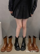 日本GP网红短靴女2023年秋季超火时尚复古帅气厚底机车瘦瘦靴