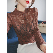 咖啡色法式蕾丝衫衬衫2024年女春装气质镂空洋气高端别致小衫