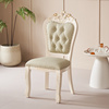 欧式实木餐椅简约家用凳子休闲餐厅书桌椅靠背椅法式雕花白色椅子