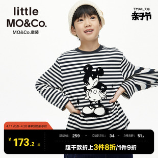 迪士尼米奇ip亲子，littlemoco童装男童女童，纯棉长袖t恤儿童上衣