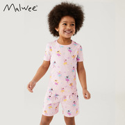 malwee女童两件套夏季欧美中小童休闲印花洋气小女孩儿童套装