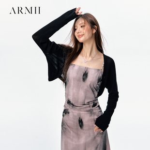 ARMII黑色小坎肩针织小开衫女百搭显瘦连衣裙搭配外套上衣春夏