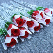 便宜玫瑰绢花假花单支玫瑰花束仿真塑料花教师节母亲节花