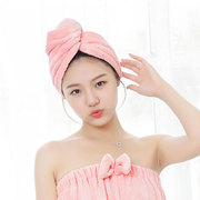 吸水干发帽 珊瑚绒加厚擦头发速干帽子 韩版纯色可爱包头成人浴帽