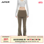 APEA重磅户外运动瑜伽裤女假两件设计感开叉修身弹力塑型喇叭裙裤