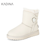 卡迪娜冬季金属，装饰女靴经典平跟加绒保暖雪地靴ka223203