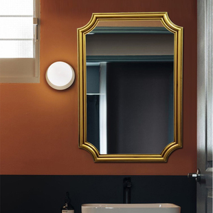 美式卫生间镜子法式浴室镜简欧梳妆镜壁挂复古镜子欧式卫浴镜方形