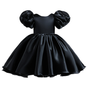 女童礼服公主裙洋气，可爱2024小女孩表演出服，黑色泡泡袖连衣裙