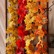 仿真枫叶藤条假红枫秋季树叶圣诞节装扮橱窗吊顶墙面装饰叶子