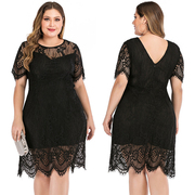 大码女装蕾丝连衣裙Plus Size Lace Dinner Dress Women vestidos