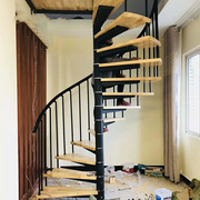 旋转楼梯钢木家用小型实木室内阁楼复式错层别墅整体旋梯定制