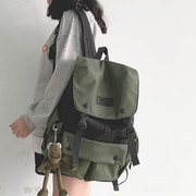 日系潮书包女初中生韩版高中大学生，工装超大容量，男双肩包旅行(包旅行)背包