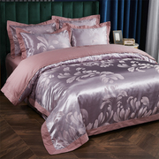 欧式纯棉贡缎提花，四件套全棉双人床单刺绣，被套1.8m2.0m米床上用品