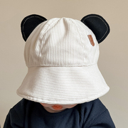 韩国进口婴儿帽子冬季保暖儿童大檐遮阳帽小宝宝可爱防风渔夫帽女