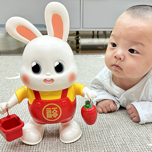 0一1岁婴儿玩具兔子练习抬头训练神器电动跳舞小福兔，宝宝3到6个月
