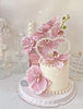 网红母亲节蛋糕装饰珍珠爱心，珍珠链仿真蝴蝶兰花束花卉花盒插件