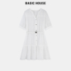 百家好Basic House V领气质连衣裙24夏季吊带收腰套装长裙