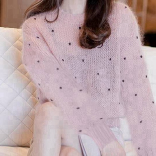 马海毛毛衣女，薄款镂空粉色海马针织衫，今年流行外套女2023