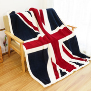 英伦风米字旗盖毯双层加厚羊糕绒毯子秋冬保暖毛毯床盖被子午睡毯