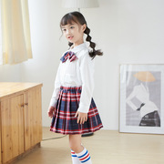 一件代发童装2024秋季韩版校园风衬衫格子裙2件套儿童校服19769