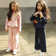 母女亲子装春秋冬2024新韩版女童运动卫衣儿童阔腿两件套童装跨境
