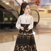 马面裙女童2024春秋季套装古风汉服儿童中式长袖，中国风连衣裙