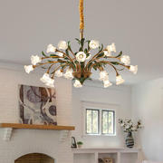 美式吊灯法式田园客厅灯现代简约创意花朵卧室灯复古欧式餐厅灯具