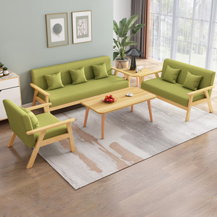 布艺沙发客厅2024现代小户型，沙发茶几组合出租房简易双人沙发