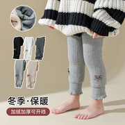 冬季宝宝外穿韩版加绒儿童加厚打底裤可开档女童洋气长裤