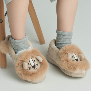 儿童棉拖鞋包跟男童冬季女童宝宝室内防滑加厚保暖卡通亲子家居鞋
