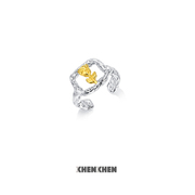 XHENXHEN玫瑰星云金银玫瑰镂空复古金属肌理原创设计戒指