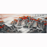 水墨山水画客厅风水靠山纯手绘鸿运当头国画泰山办公室挂画00006