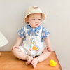 婴儿夏装衣服新生男(新生男，)宝宝连体衣，满月百天超萌哈衣短袖夏季薄款爬服