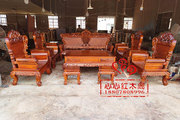 红木家具缅甸花梨木客厅现代欧式风格沙发套装雕花组合12件套