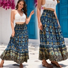 泰国印度尼西亚波西米亚度假沙滩裙，a字显瘦民族风印花大摆半身裙