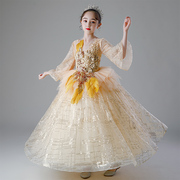 儿童礼服公主裙冬季长袖款，主持人钢琴演奏走秀花童婚礼小女孩礼服