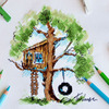 法国DMC十字绣俄套件树上木屋欧式卡通杂志款客厅印花10451