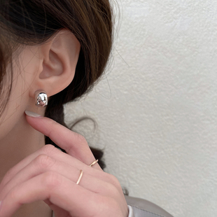 s925纯银弧形耳钉女2022年潮小众设计感气质独特耳环高级耳饰