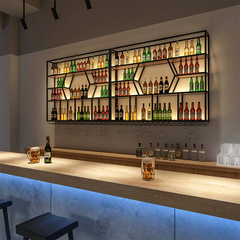 吧台酒柜靠挂酒架壁挂置物架餐厅铁艺红酒架子酒吧墙上创意展