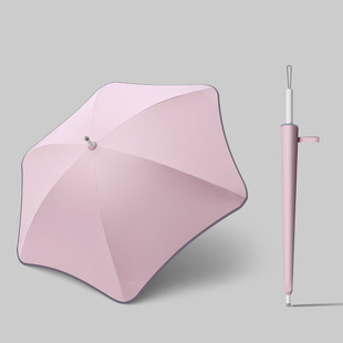 创意安全六骨圆角高尔夫伞反光条雨伞纯色抗风梅花伞直杆长柄