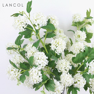 lancol欧式白色木绣球，插花搭配仿真花客厅，橱窗装饰摆放绢花假花