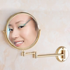 浴室双面放大美容镜子金色 8寸化妆镜可伸缩折叠梳妆镜免打孔墙上