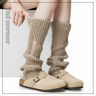 tadmurmur棕色袜套春秋款y2k亚文化，辣妹腿套女冬季显瘦配勃肯鞋