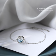 925纯银蓝色大海，鱼尾手链设计感原创清新网红女手环
