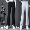 高尔夫球女裤春秋冬白色，九分长裤子，大码弹力显瘦微喇叭开叉小个子