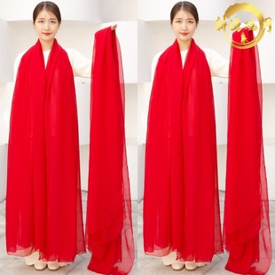 3米大红色舞蹈围巾纱巾超大丝巾，女妈妈春秋，款秋冬款洋气时尚冬季