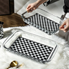 棋盘格耐热玻璃烤盘家用长方形焗饭蒸鱼盘微波炉，盘子烤箱专用器皿