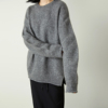 杲果gaoguo原创设计师女装秋冬圆领，深灰婴驼绒羊毛大廓形毛衣