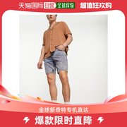 香港直邮潮奢 ASOS 男士设计修身中长酸洗牛仔短裤(蓝色)