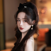 水舞b2581新娘头饰韩式黑色，蝴蝶结油画风结婚礼服，边夹手套发饰品